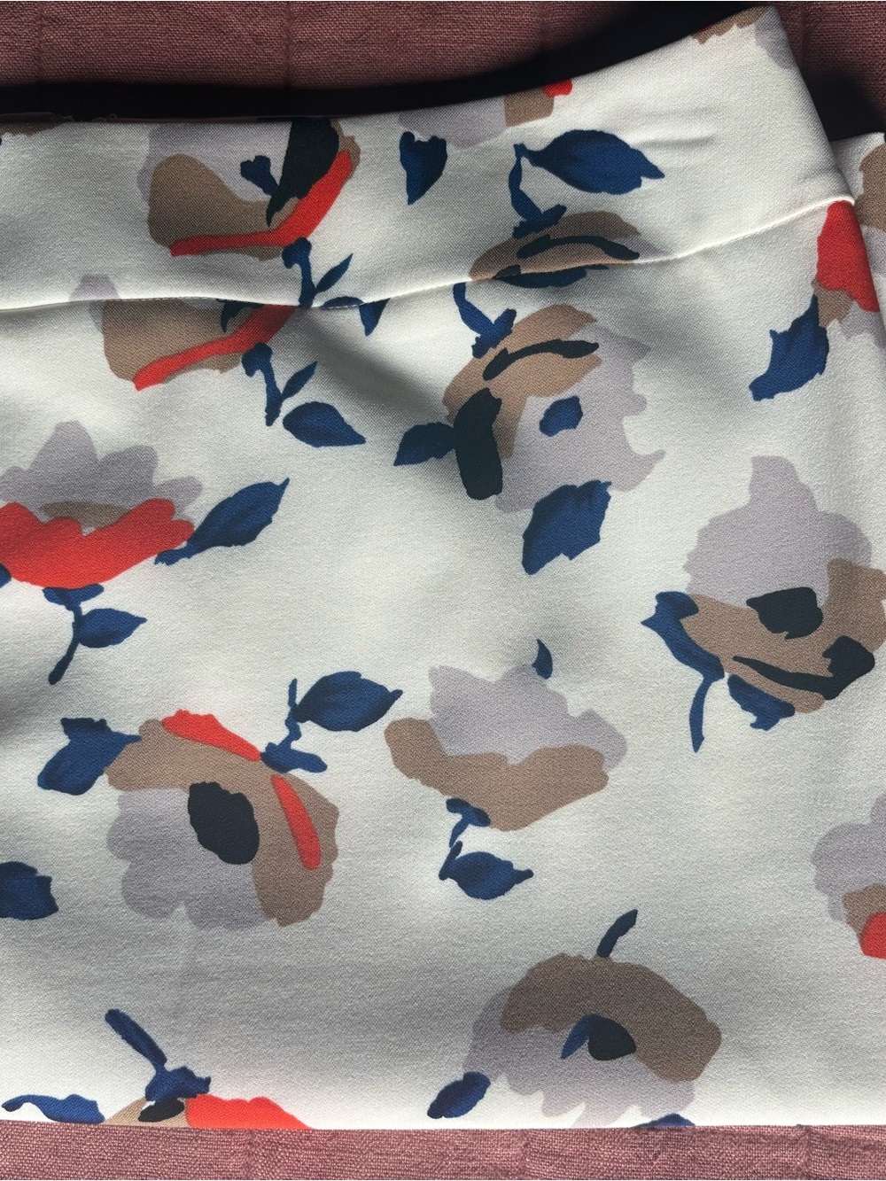 Nine West White Pencil Skirt with Orange, Navy and Tan Floral Print - Picture 7 of 13